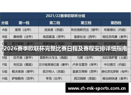2026赛季欧联杯完整比赛日程及赛程安排详细指南 2026赛季欧联杯完整比赛日程及赛程安排详细指南